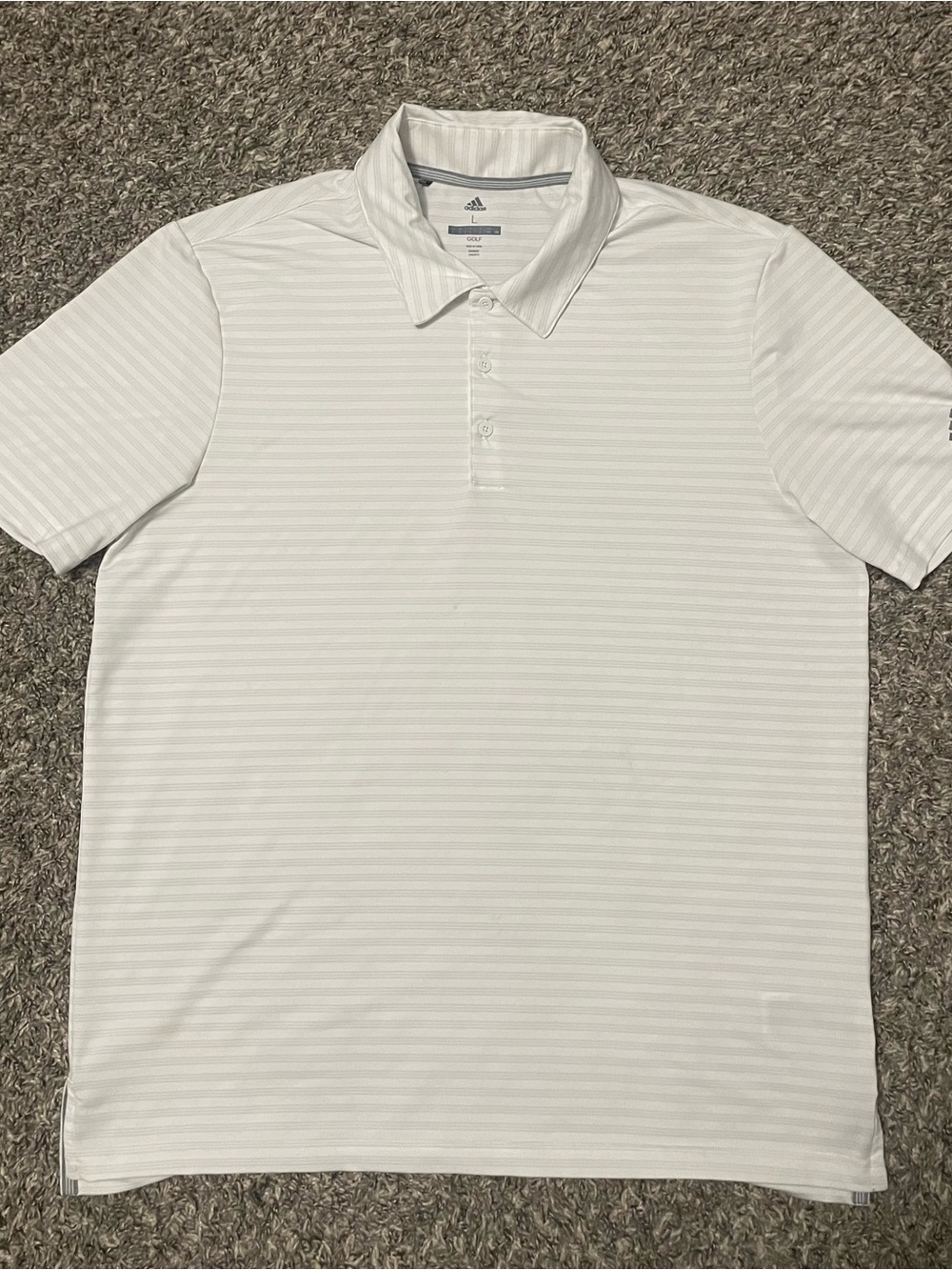 adidas White Subtle-Striped Men’s Polo